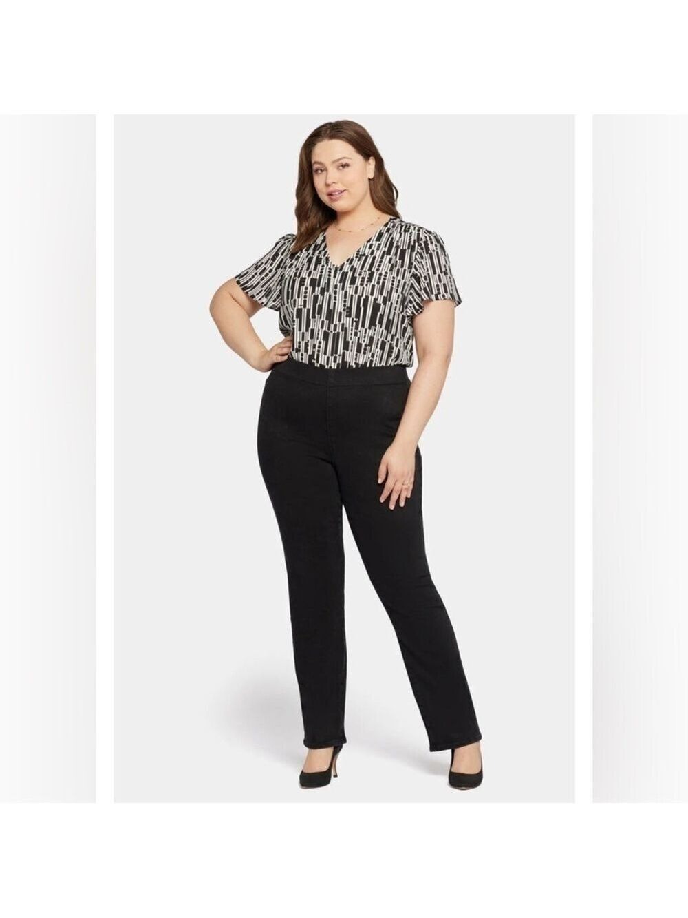 Women’s NYDJ Pull-On Straight Black Pants In Plus Size 12 US!